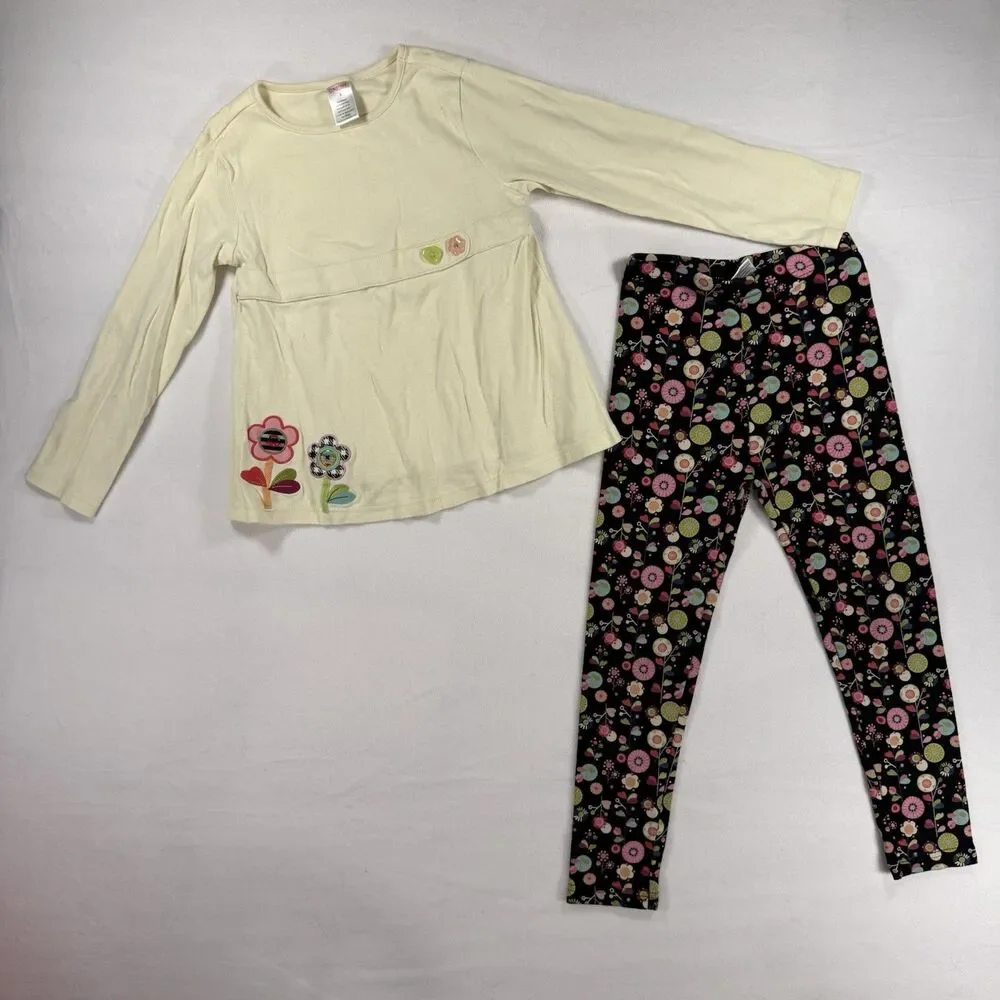 Gymboree Girls 2 Pc Long Sleeve Floral Tunic Top Leggings Set Size 6